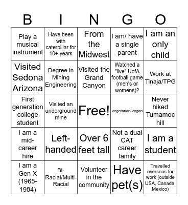 Diversity Bingo Card