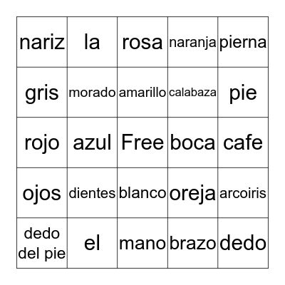 Spanish Bingo Card