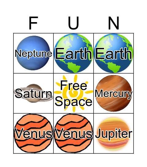 Solar System Bingo Card