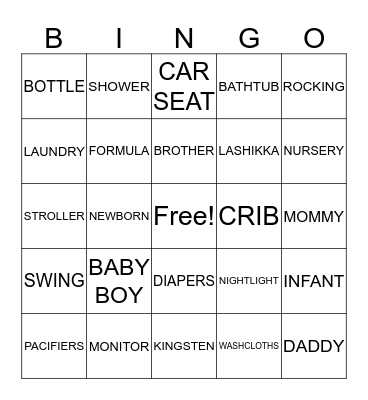 Kingsten's Pie Bingo Card