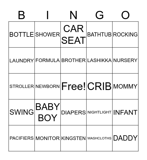 Kingsten's Pie Bingo Card