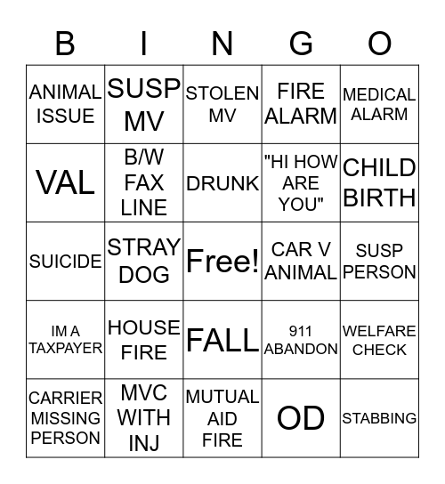 SOMERSET COUNTY COMM Bingo Card