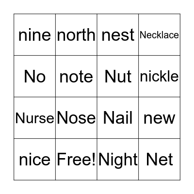 Nn Bingo Card