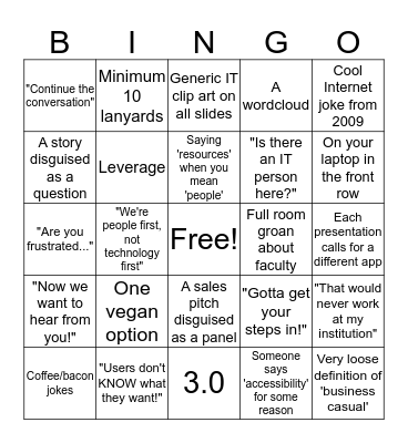 IT Conference Bingo Card