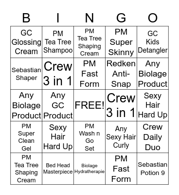 PRODUCT BINGO!! Bingo Card