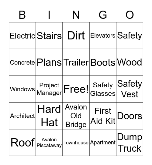 AvalonBay Bingo Card