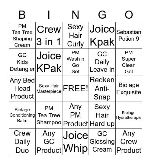 PRODUCT BINGO!! Bingo Card