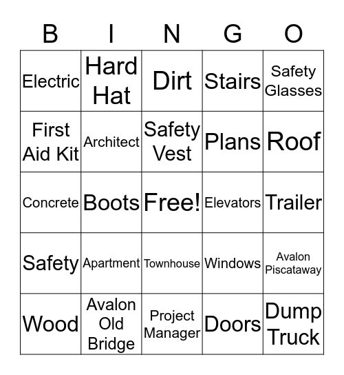 AvalonBay Bingo Card