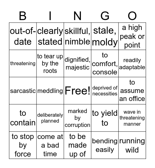 Week 14 and 15 Bingo Card