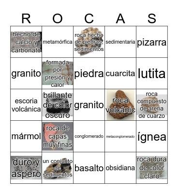 12 rocas comúnes Bingo Card