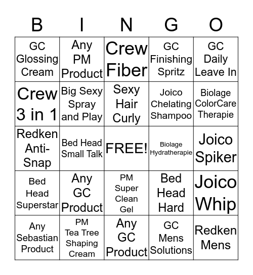 PRODUCT BINGO!! Bingo Card