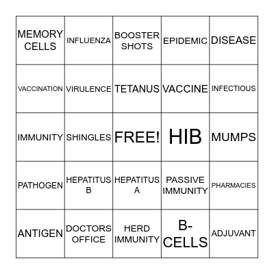 Stay Up To Date, Vaccinate Bingo Card