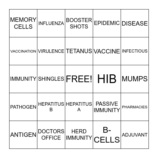 Stay Up To Date, Vaccinate Bingo Card