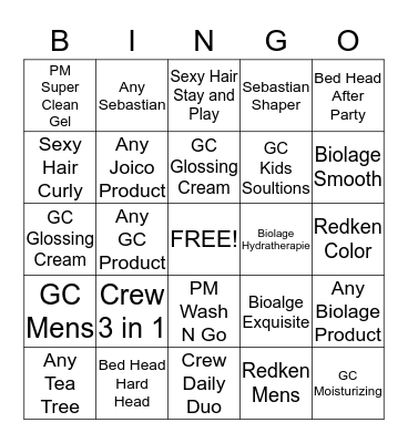 PRODUCT BINGO!! Bingo Card