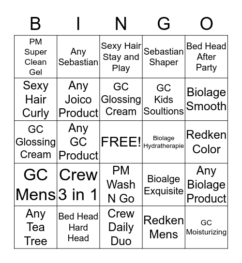 PRODUCT BINGO!! Bingo Card