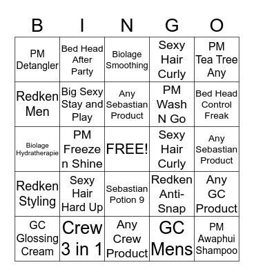 PRODUCT BINGO!! Bingo Card