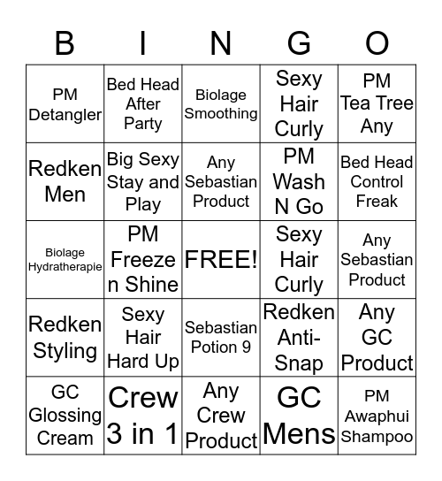 PRODUCT BINGO!! Bingo Card