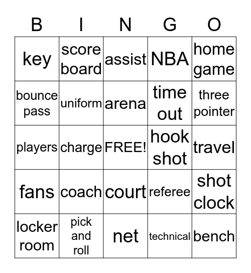 Basketball Bingo Card