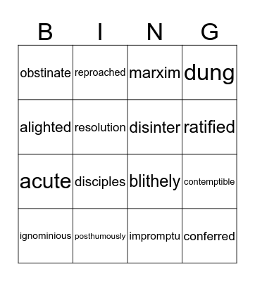 animal farm Bingo Card