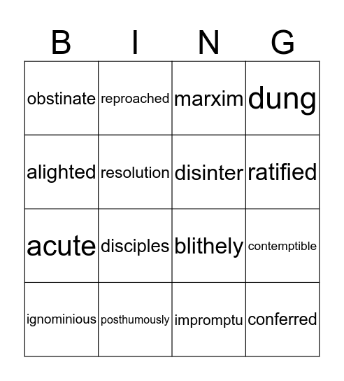 animal farm Bingo Card