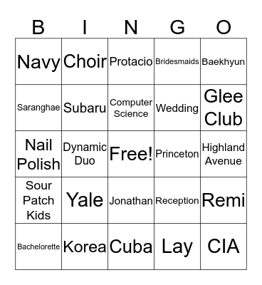 Rachel's Bridal Shower! Bingo Card