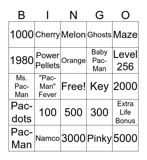 Pac Lab Bingo Card