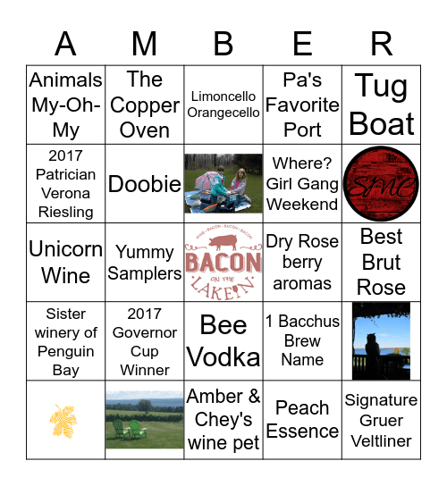 Bacon on the Lakin with the Bride Tribe Bingo Card