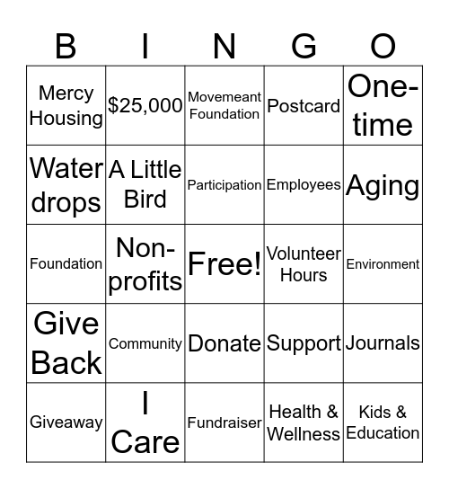 Symetra Life Bingo Card