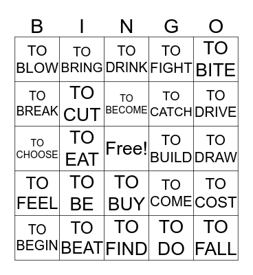 IRREGULAR VERBS 1-24 Bingo Card