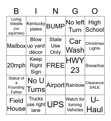 NM ROADTRIP BINGO Card