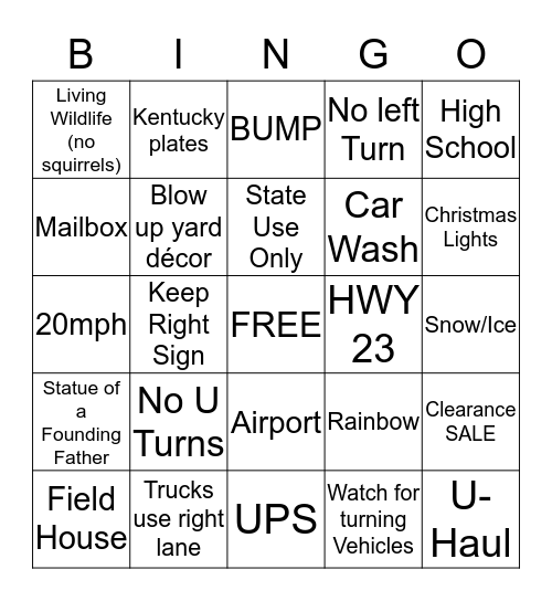 NM ROADTRIP BINGO Card