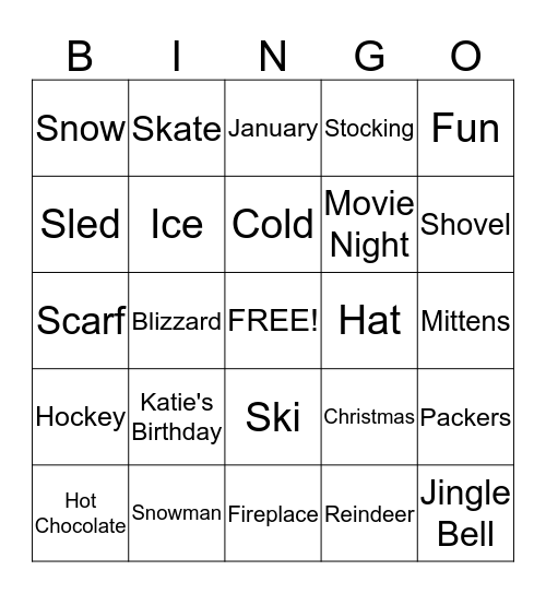 Winter Bingo! Bingo Card