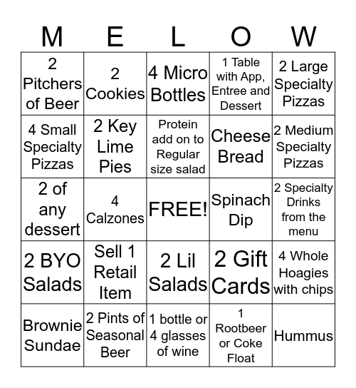 Mellow Trivia Bingo Card