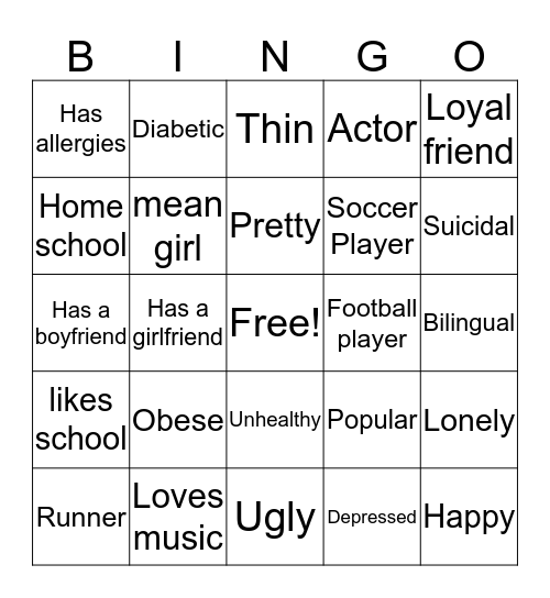 Direct characterization for "A" Bingo Card
