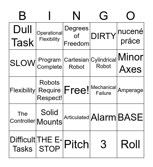 Robotic Bingo Card