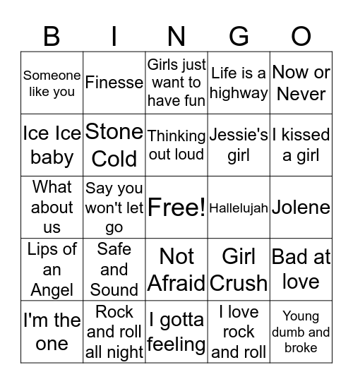 Music Bingo Card