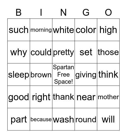 Leveled BINGO! Bingo Card