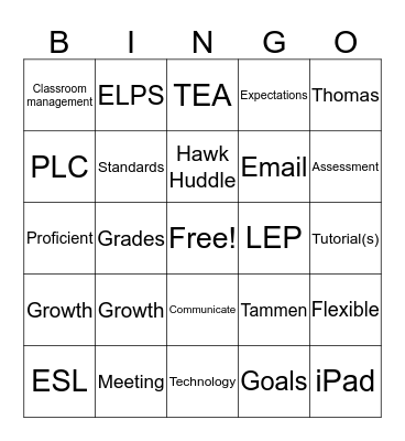 Staff Development BINGO Card