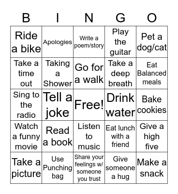 Self Care  Bingo Card