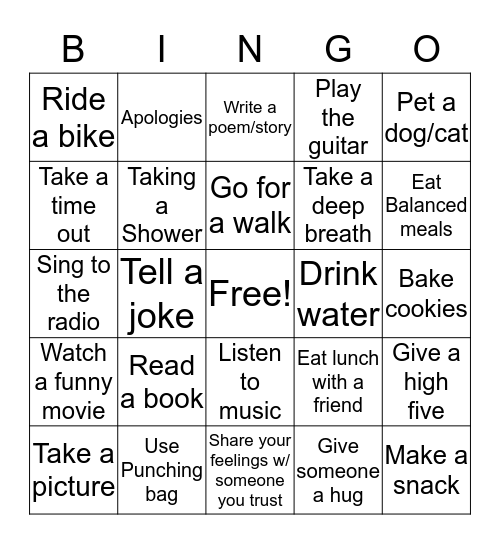 Self Care  Bingo Card