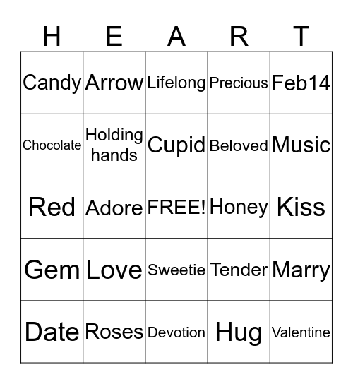 Valentine Bingo Card