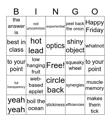 SiriusDecisions Sales Call Bingo Card