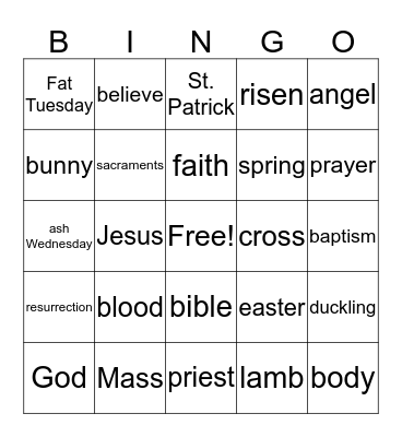 Easter Bingo Card
