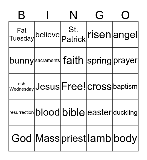 Easter Bingo Card