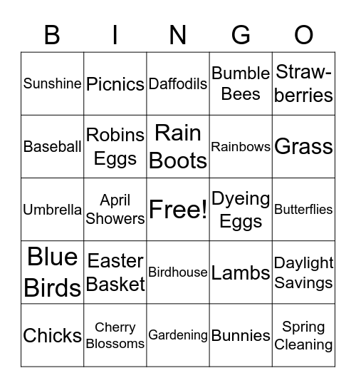 Spring Bingo Card