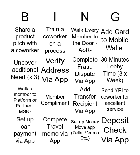 Black Out Behavior Bingo Card