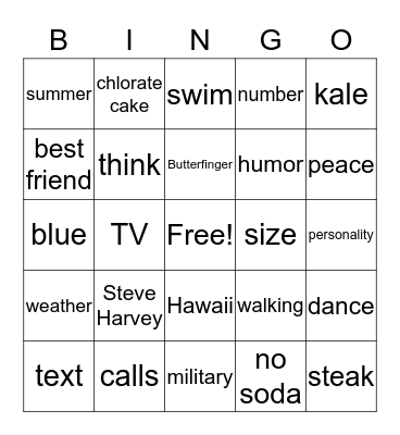 Joseph Birthday Bingo Card