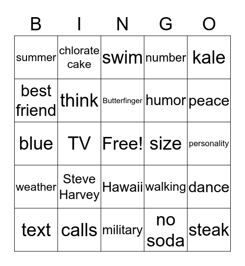 Joseph Birthday Bingo Card