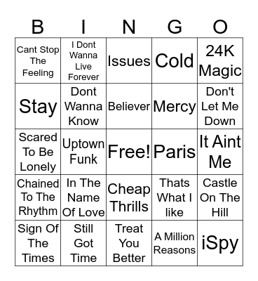 Music Bingo Card
