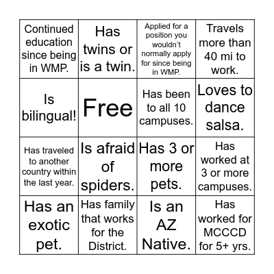 I am someone who . . . . . Bingo Card